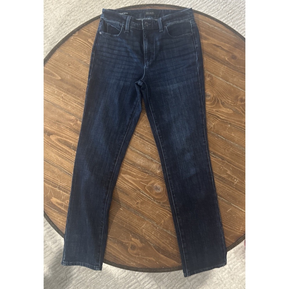 Talbots Straight Leg Jean Blue‎ Dark Wash Denim Stretch Zipper Women's  Size 2